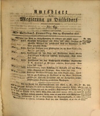 Amtsblatt für den Regierungsbezirk Düsseldorf Donnerstag 14. September 1826