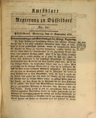 Amtsblatt für den Regierungsbezirk Düsseldorf Montag 18. September 1826