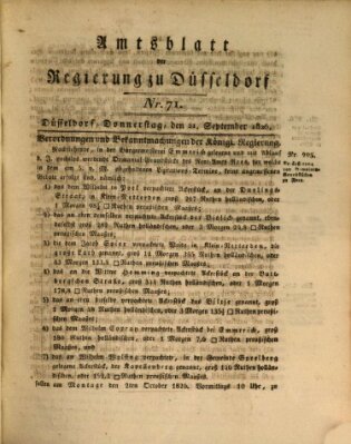 Amtsblatt für den Regierungsbezirk Düsseldorf Donnerstag 21. September 1826