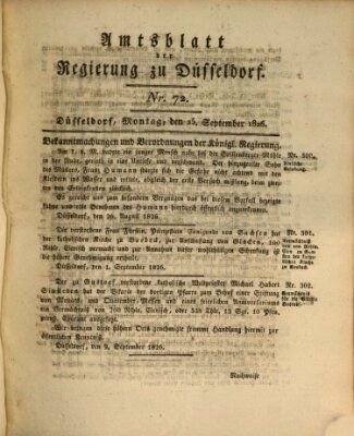 Amtsblatt für den Regierungsbezirk Düsseldorf Montag 25. September 1826