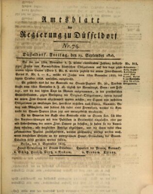 Amtsblatt für den Regierungsbezirk Düsseldorf Freitag 29. September 1826