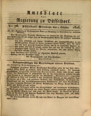 Amtsblatt für den Regierungsbezirk Düsseldorf Mittwoch 4. Oktober 1826