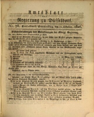 Amtsblatt für den Regierungsbezirk Düsseldorf Donnerstag 12. Oktober 1826