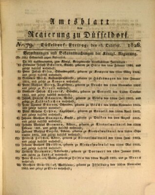 Amtsblatt für den Regierungsbezirk Düsseldorf Freitag 13. Oktober 1826