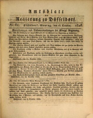 Amtsblatt für den Regierungsbezirk Düsseldorf Montag 23. Oktober 1826