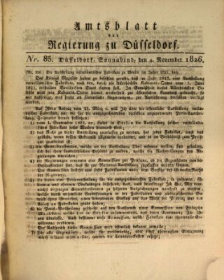 Amtsblatt für den Regierungsbezirk Düsseldorf Samstag 4. November 1826