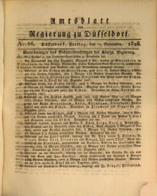 Amtsblatt für den Regierungsbezirk Düsseldorf Freitag 10. November 1826