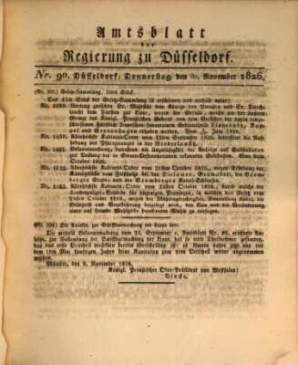 Amtsblatt für den Regierungsbezirk Düsseldorf Donnerstag 30. November 1826