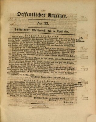 Amtsblatt für den Regierungsbezirk Düsseldorf Mittwoch 12. April 1826