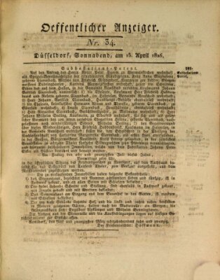 Amtsblatt für den Regierungsbezirk Düsseldorf Samstag 15. April 1826