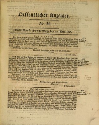 Amtsblatt für den Regierungsbezirk Düsseldorf Donnerstag 20. April 1826