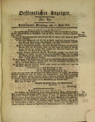 Amtsblatt für den Regierungsbezirk Düsseldorf Montag 12. Juni 1826