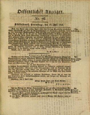 Amtsblatt für den Regierungsbezirk Düsseldorf Dienstag 25. Juli 1826