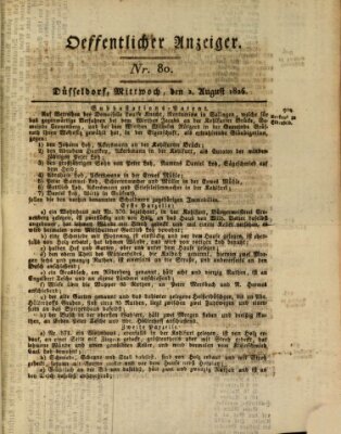 Amtsblatt für den Regierungsbezirk Düsseldorf Mittwoch 2. August 1826