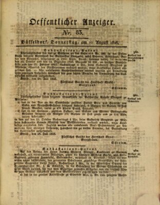 Amtsblatt für den Regierungsbezirk Düsseldorf Donnerstag 10. August 1826