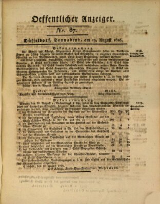 Amtsblatt für den Regierungsbezirk Düsseldorf Samstag 19. August 1826