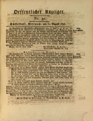 Amtsblatt für den Regierungsbezirk Düsseldorf Mittwoch 30. August 1826