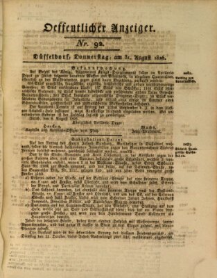 Amtsblatt für den Regierungsbezirk Düsseldorf Donnerstag 31. August 1826