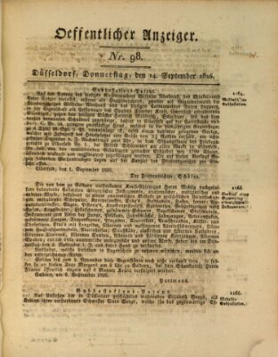 Amtsblatt für den Regierungsbezirk Düsseldorf Donnerstag 14. September 1826