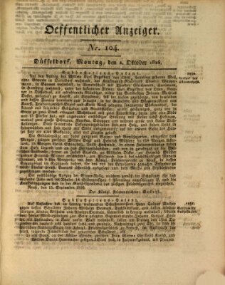 Amtsblatt für den Regierungsbezirk Düsseldorf Montag 2. Oktober 1826