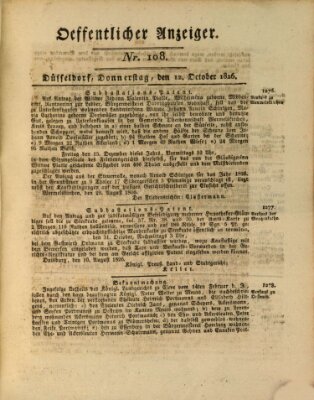 Amtsblatt für den Regierungsbezirk Düsseldorf Donnerstag 12. Oktober 1826