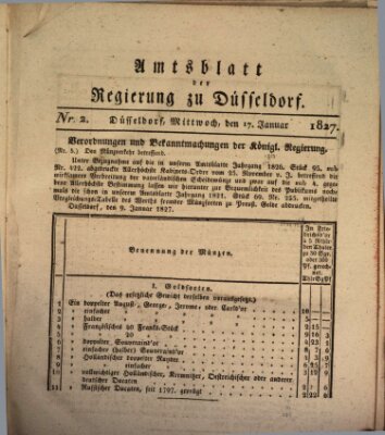 Amtsblatt für den Regierungsbezirk Düsseldorf Mittwoch 17. Januar 1827