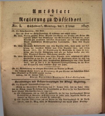 Amtsblatt für den Regierungsbezirk Düsseldorf Montag 5. Februar 1827