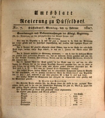 Amtsblatt für den Regierungsbezirk Düsseldorf Montag 19. Februar 1827