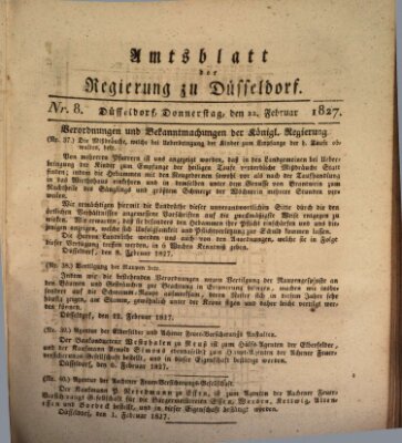 Amtsblatt für den Regierungsbezirk Düsseldorf Donnerstag 22. Februar 1827