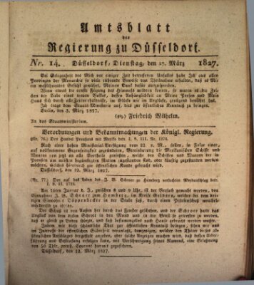 Amtsblatt für den Regierungsbezirk Düsseldorf Dienstag 27. März 1827