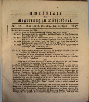 Amtsblatt für den Regierungsbezirk Düsseldorf Dienstag 17. April 1827