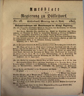 Amtsblatt für den Regierungsbezirk Düsseldorf Montag 23. April 1827