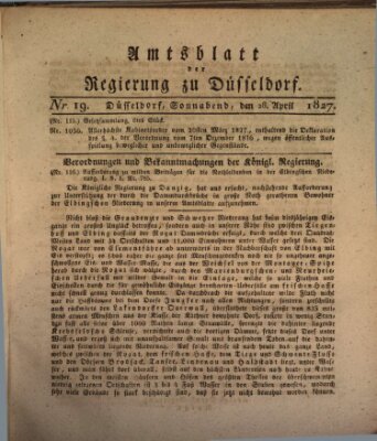 Amtsblatt für den Regierungsbezirk Düsseldorf Samstag 28. April 1827