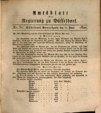 Amtsblatt für den Regierungsbezirk Düsseldorf Samstag 30. Juni 1827