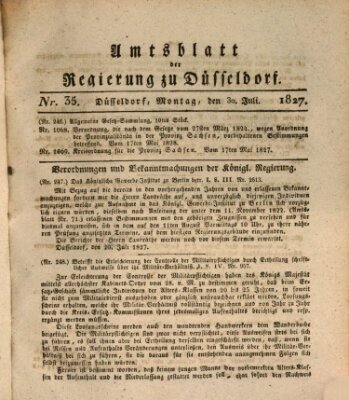 Amtsblatt für den Regierungsbezirk Düsseldorf Montag 30. Juli 1827