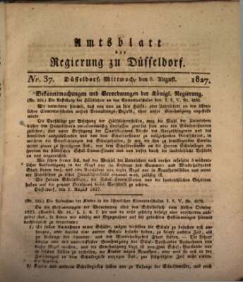 Amtsblatt für den Regierungsbezirk Düsseldorf Mittwoch 8. August 1827