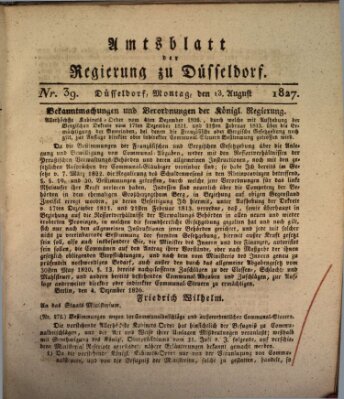 Amtsblatt für den Regierungsbezirk Düsseldorf Montag 13. August 1827