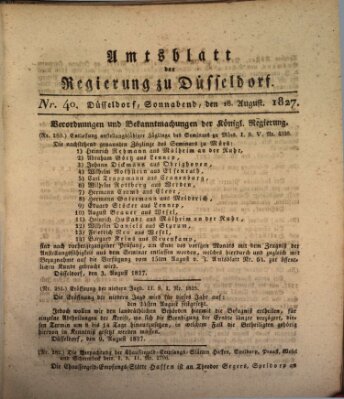 Amtsblatt für den Regierungsbezirk Düsseldorf Samstag 18. August 1827