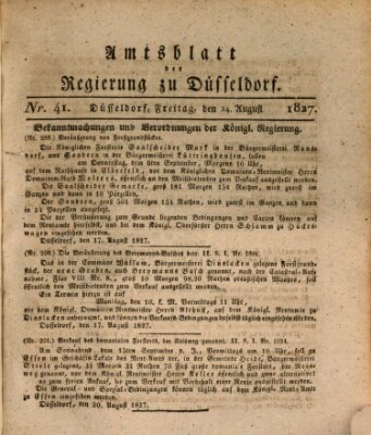 Amtsblatt für den Regierungsbezirk Düsseldorf Freitag 24. August 1827