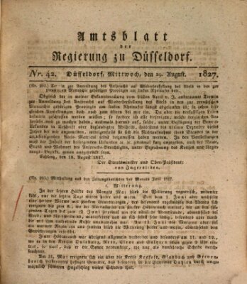 Amtsblatt für den Regierungsbezirk Düsseldorf Mittwoch 29. August 1827