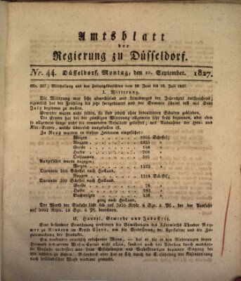 Amtsblatt für den Regierungsbezirk Düsseldorf Montag 10. September 1827