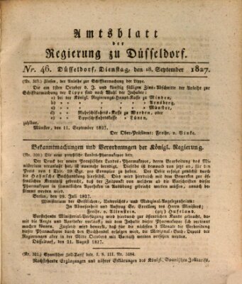 Amtsblatt für den Regierungsbezirk Düsseldorf Dienstag 18. September 1827