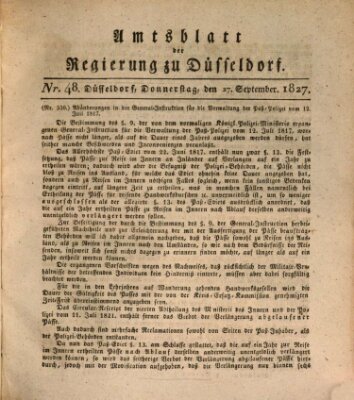 Amtsblatt für den Regierungsbezirk Düsseldorf Donnerstag 27. September 1827