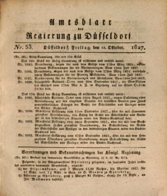 Amtsblatt für den Regierungsbezirk Düsseldorf Freitag 12. Oktober 1827