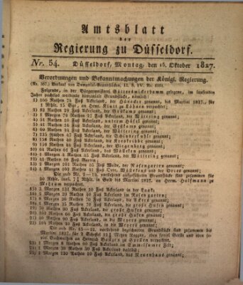 Amtsblatt für den Regierungsbezirk Düsseldorf Montag 15. Oktober 1827