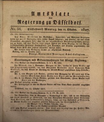 Amtsblatt für den Regierungsbezirk Düsseldorf Montag 22. Oktober 1827