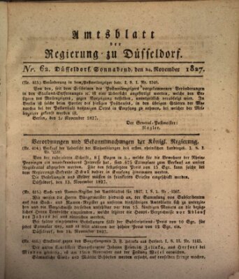 Amtsblatt für den Regierungsbezirk Düsseldorf Samstag 24. November 1827