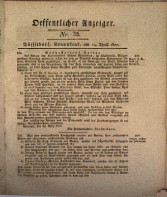 Amtsblatt für den Regierungsbezirk Düsseldorf Samstag 14. April 1827