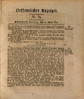 Amtsblatt für den Regierungsbezirk Düsseldorf Freitag 27. April 1827