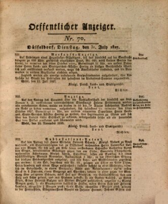 Amtsblatt für den Regierungsbezirk Düsseldorf Dienstag 31. Juli 1827